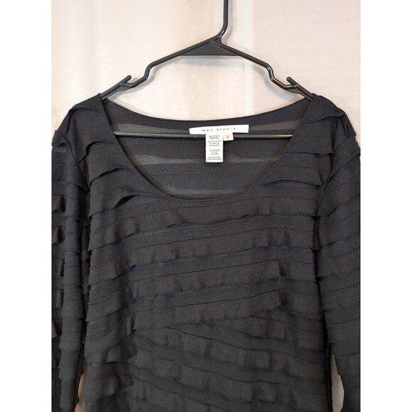 Max Studio Women's LARGE Sheath Dress Black Tiered Ruffle Layers Whimsygoth - Picture 9 of 12